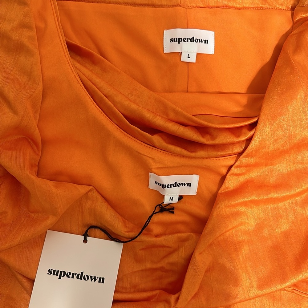 NWT Superdown joana two piece skirt set orange tangerine neon maxi - Picture 7 of 7